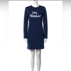NWOT Love Moschino Blue Long Sleeve Crew Neck Dress